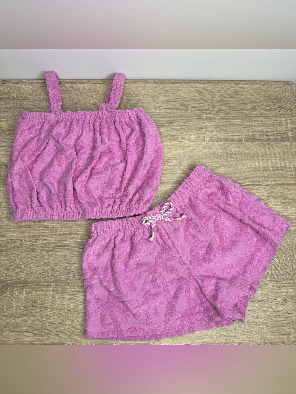 Vince Camuto Girls Pink Terry Two-Piece Tank & Shorts Set Size 6